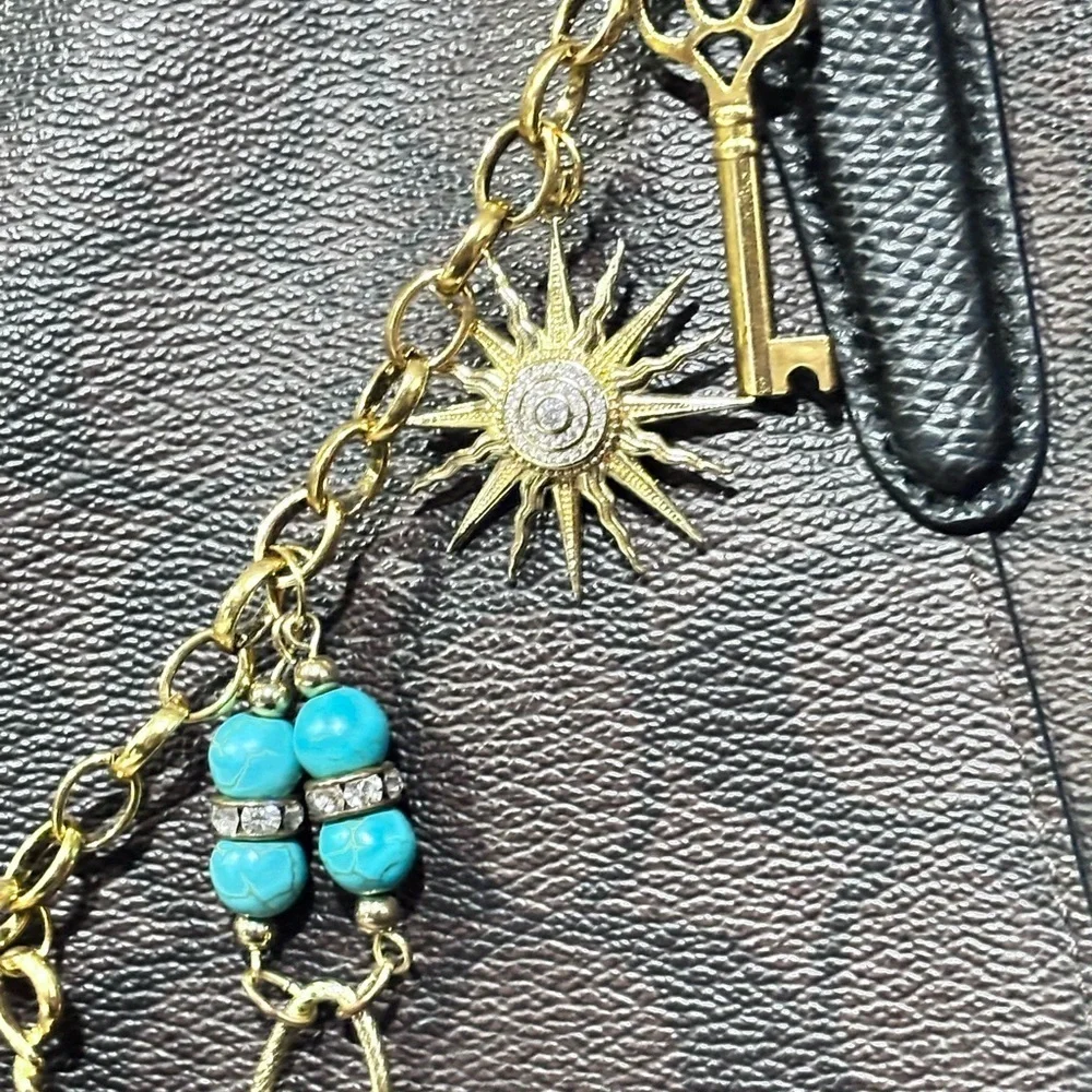 Bohemian Purse Charm With Tassels & Turquoise | OOAK Upcycled Bag Accessory